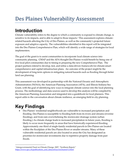 Des Plaines Vulnerability Assessment