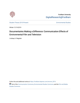 Communication Effects of Environmental Film and Television