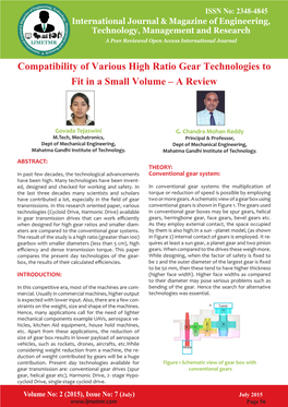 Compatibility of Various High Ratio Gear Technologies to Fit in a Small Volume – a Review