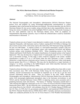 Collins and Flaherty 14 the NOAA Hurricane Hunters