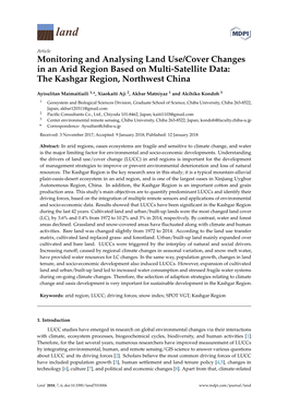 Monitoring and Analysing Land Use/Cover Changes in an Arid Region Based on Multi-Satellite Data: the Kashgar Region, Northwest China