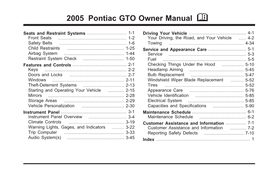 2005 Pontiac GTO Owner Manual M