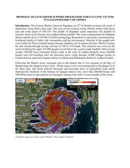 Proposal on Livelihood Support Programme for Cyclone Victims in Ganjam District of Odisha