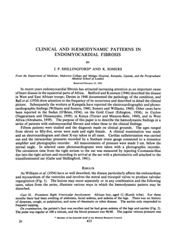 Clinical and Hæmodynamic Patterns In