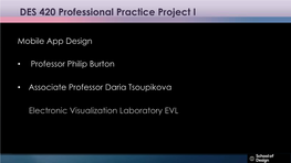 DES 420 Professional Practice Project I