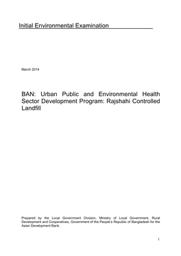 Urban Public and Environmental Health Sector Development Program: Rajshahi Controlled Landfill