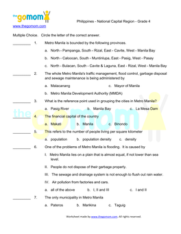 Philippines - National Capital Region - Grade 4