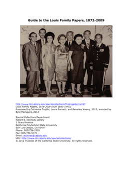Guide to the Louis Family Papers, 1879-2009