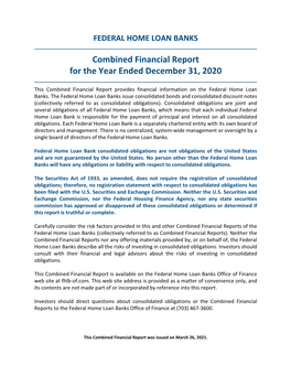 Combined Financial Report for the Year Ended December 31, 2020