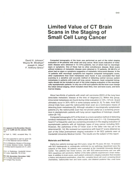 Limited Value of CT Brain Scans in the Staging of Small Cell Lung Cancer