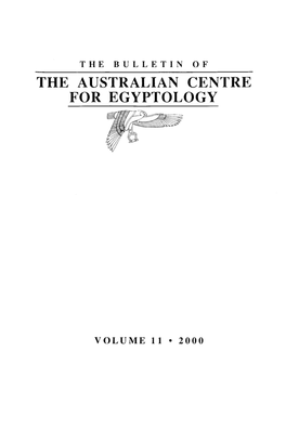 The Bulletin of the Australian Centre for Egyptology, Volume 11, 2000