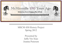 Transportation in Mcminnville 100 Years