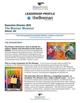 Executive Director (ED) the Breman Museum Atlanta, GA