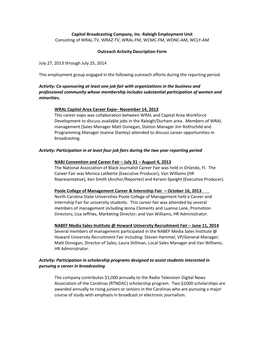 Capitol Broadcasting Company, Inc. Raleigh Employment Unit Consisting of WRAL-TV, WRAZ-TV, WRAL-FM, WCMC-FM, WDNC-AM, WCLY-AM Ou