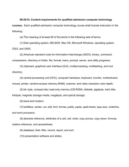 88-29-13. Content Requirements for Qualified Admission Computer Technology Courses