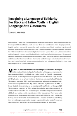 Imagining a Language of Solidarity for Black and Latinx Youth in English Language Arts Classrooms