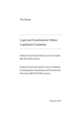 Federal Circuit and Family Court of Australia Bill 2018 [Provisions]