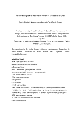 1 Flavonoids As Positive Allosteric Modulators of Α7 Nicotinic Receptors