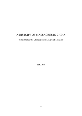 A History of Massacres in China