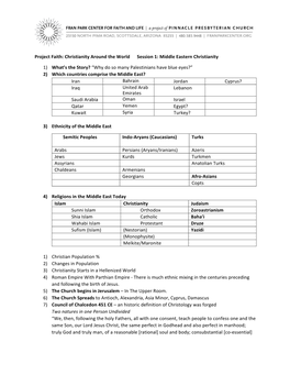 Project Faith: Christianity Around the World Session 1: Middle Eastern Christianity