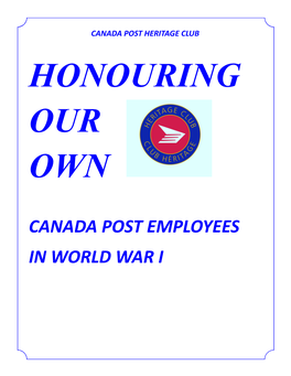 Canada Post Employees in World War I