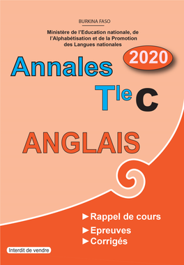 ANNALES ANGLAIS Terminales Séries C Et D