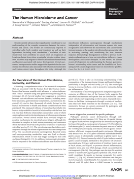 The Human Microbiome and Cancer Seesandra V