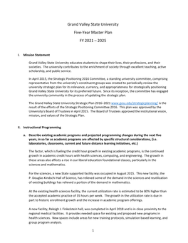 Grand Valley State University Five-Year Master Plan FY 2021 – 2025