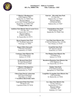 Attachment C – Delivery Locations Rfx No. 3000017396 Title: Uniforms - CRT