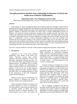 Strength Parameters and Their Inter-Relationship for Limestone of Cherat and Kohat Areas of Khyber Pakhtunkhwa