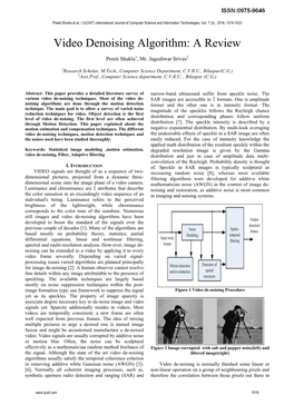 Video Denoising Algorithm: a Review