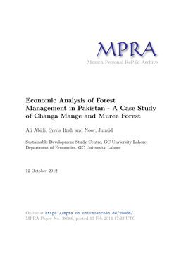 Economic Analysis of Forest Management in Pakistan - a Case Study of Changa Mange and Muree Forest