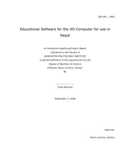 Educational Software for the XO Computer for Use in Nepal