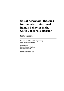 Use of Behavioral Theories for the Interpretation of Human Behavior in the Costa Concordia Disaster