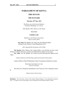 Parliament of Kenya the Senate