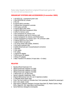 (Aka Segata Sanshiro) Original Dreamcast Game List for More Info Last.Wave@Gmail.Com