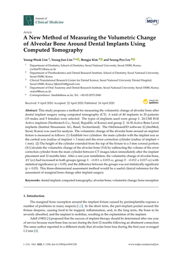 A New Method of Measuring the Volumetric Change of Alveolar Bone Around Dental Implants Using Computed Tomography