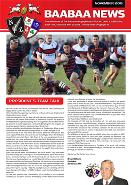 BAABAA NEWS the Newsletter of the Barbarian Rugby Football Club Inc