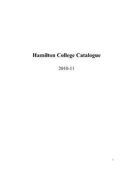 Hamilton College Catalogue