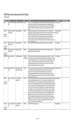 AMNH Research Library, Manuscripts and Personal Papers Revised June 2013