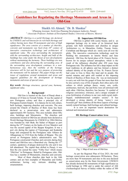 Guidelines for Regulating the Heritage Monuments and Areas in Old-Goa