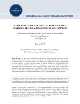 State Strategies to Expand Health Insurance Coverage: Trends and Lessons for Policymakers