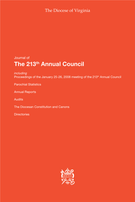 The 213Th Annual Council Including Proceedings of the January 25-26, 2008 Meeting of the 213Th Annual Council