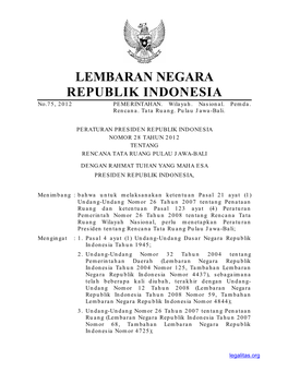 LEMBARAN NEGARA REPUBLIK INDONESIA No.75, 2012 PEMERINTAHAN