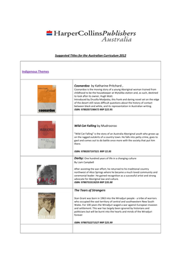 Suggested Titles for the Australian Curriculum 2012 Indigenous