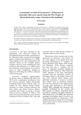 A Taxonomic Revision of Cynometra L. (Fabaceae) in Australia with a New Species from the Wet Tropics of Queensland and a Range Extension to the Mainland W.E.Cooper