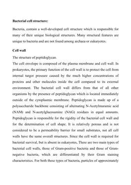 Bacterial Cell Structure: Bacteria, Contain a Well-Developed Cell