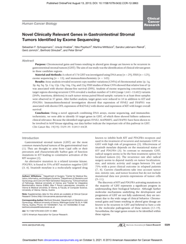 Novel Clinically Relevant Genes in Gastrointestinal Stromal Tumors Identified by Exome Sequencing