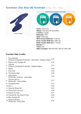 Neworder (The Best Of) Neworder Mp3, Flac, Wma