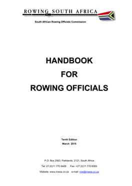 South African Rowing Officials Handbook